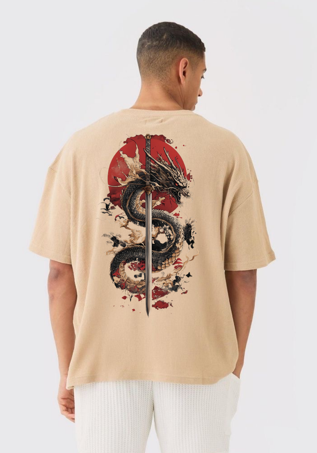Dragon Blade Oversized T-Shirt – Japanese Streetwear Graphic Tee
