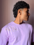 Handcrafted Unisex Embroidery Oversized T-Shirt Lavender