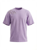 Handcrafted Unisex Embroidery Oversized T-Shirt Lavender