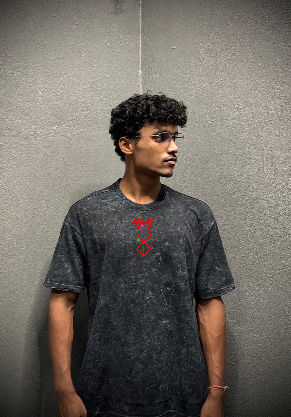 Black Swordsman Acid Wash Oversized T-Shirt