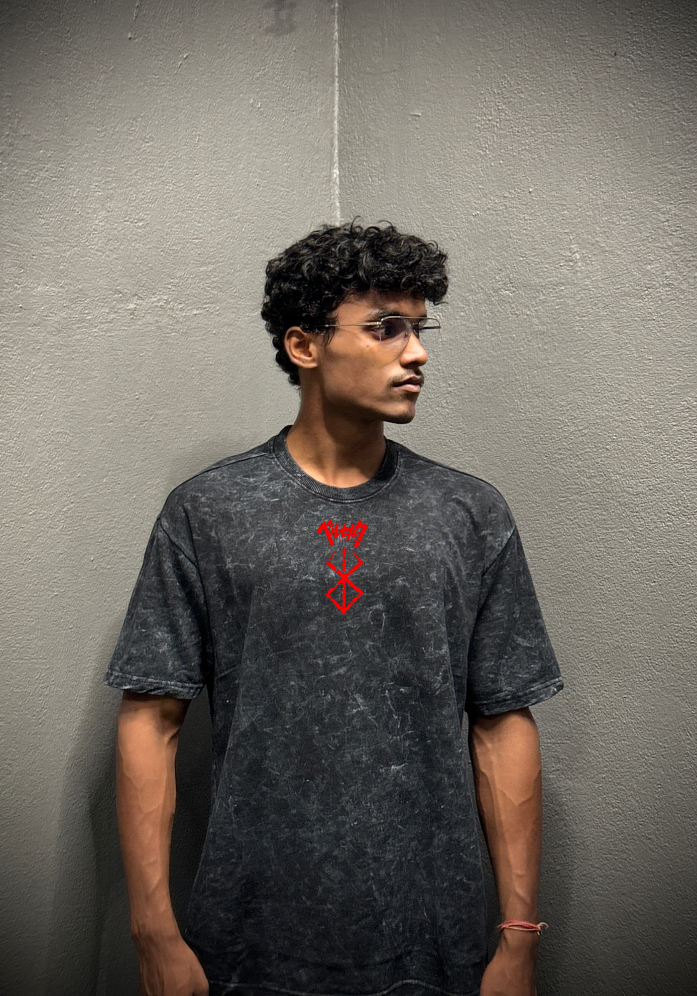 Black Swordsman Acid Wash Oversized T-Shirt