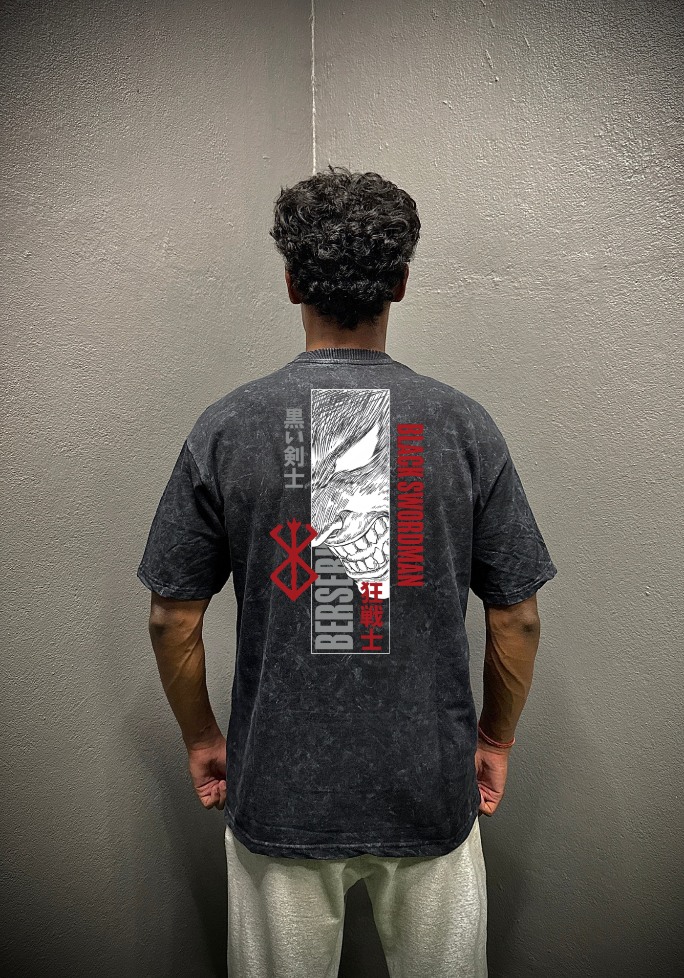 Black Swordsman Acid Wash Oversized T-Shirt